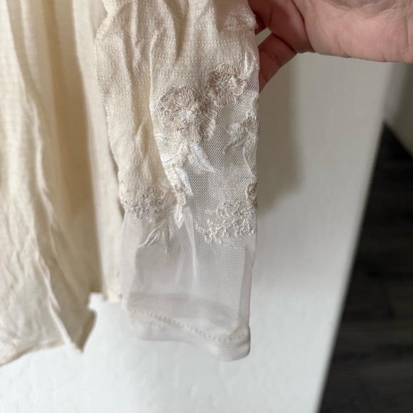 Free People|Saheli Floral Embroidered mesh long sleeve top in cream color•SMALL - Picture 7 of 13